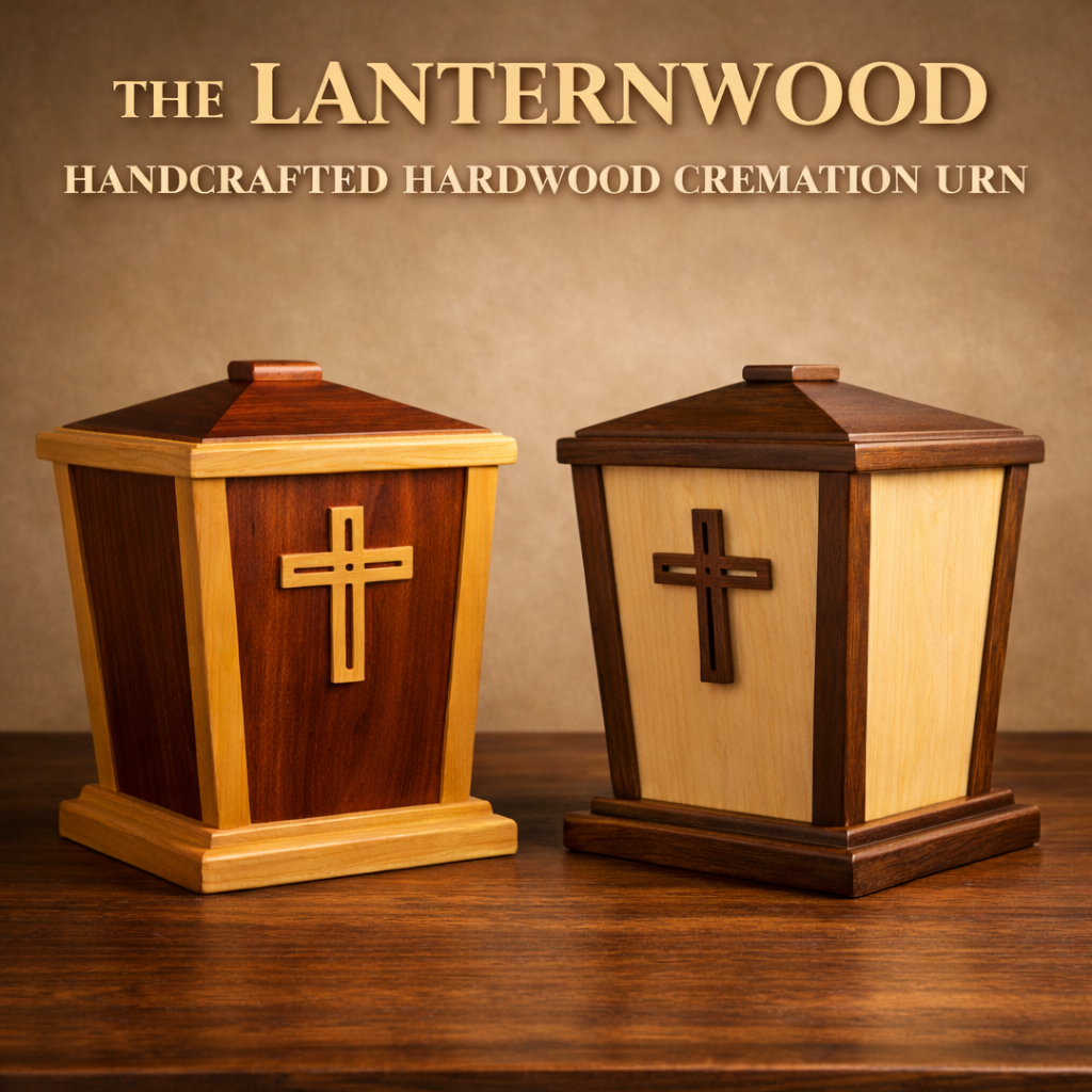 Lanternwood solid wood cremation urn collection handcrafted in walnut and maple memorial urns