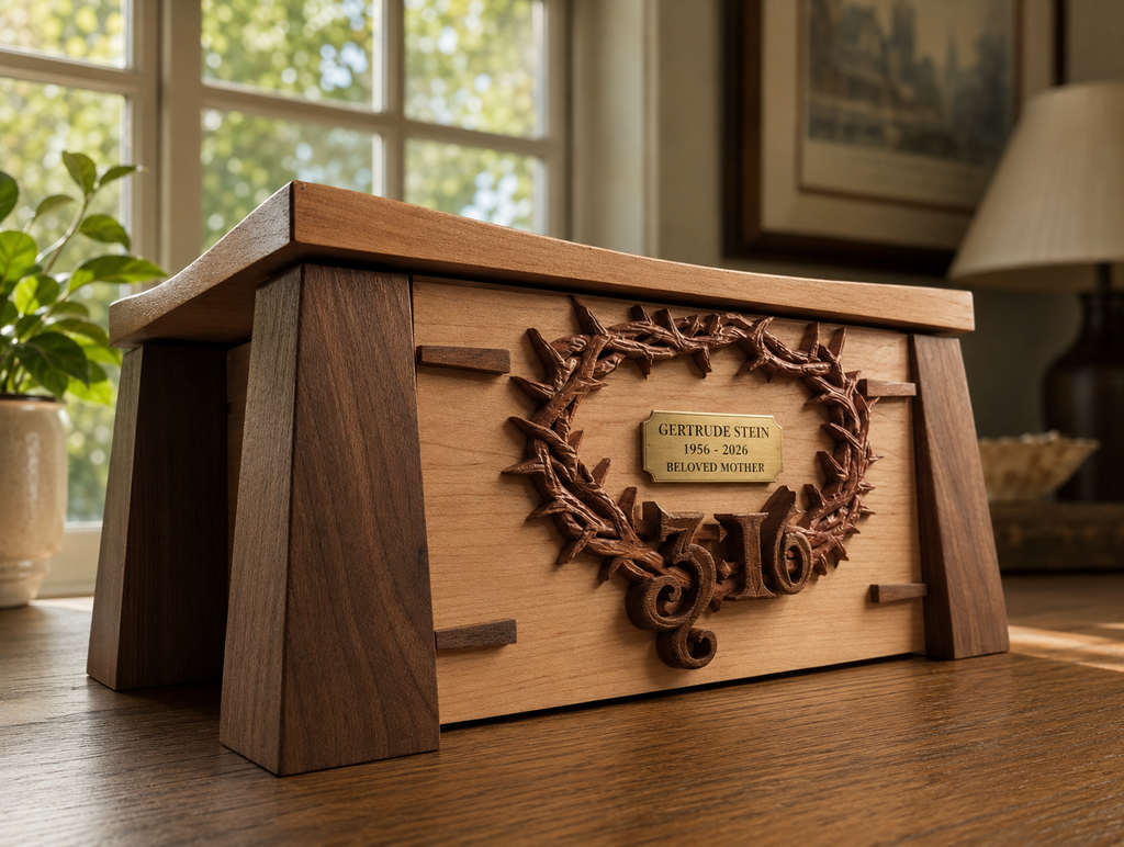 316 Elevare Memorial Urn | Handcrafted Intarsia Hardwood Cremation Urn | 250 & 500 Cubic Inches