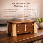 Elevare Memorial Urn | Handcrafted Walnut & Maple Hardwood | 250/500 cu in