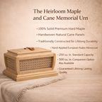 Heirloom Memorial Urn | Handcrafted Maple & Natural Cane | 250/500 cu in