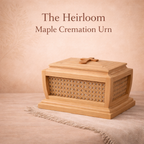 Heirloom Memorial Urn | Handcrafted Maple & Natural Cane | 250/500 cu in