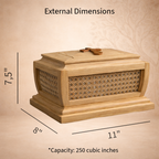 Heirloom Memorial Urn | Handcrafted Maple & Natural Cane | 250/500 cu in