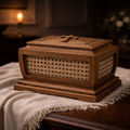 Heirloom White Oak & Natural Cane - Artisan Handcrafted Cremation Urn for Ashes