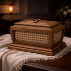 Heirloom Memorial Urn | Handcrafted White Oak & Natural Cane | 250/500 cu in