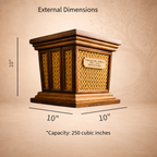 StillWood Oak urn external dimensions 10 x 10 x 10 inches
