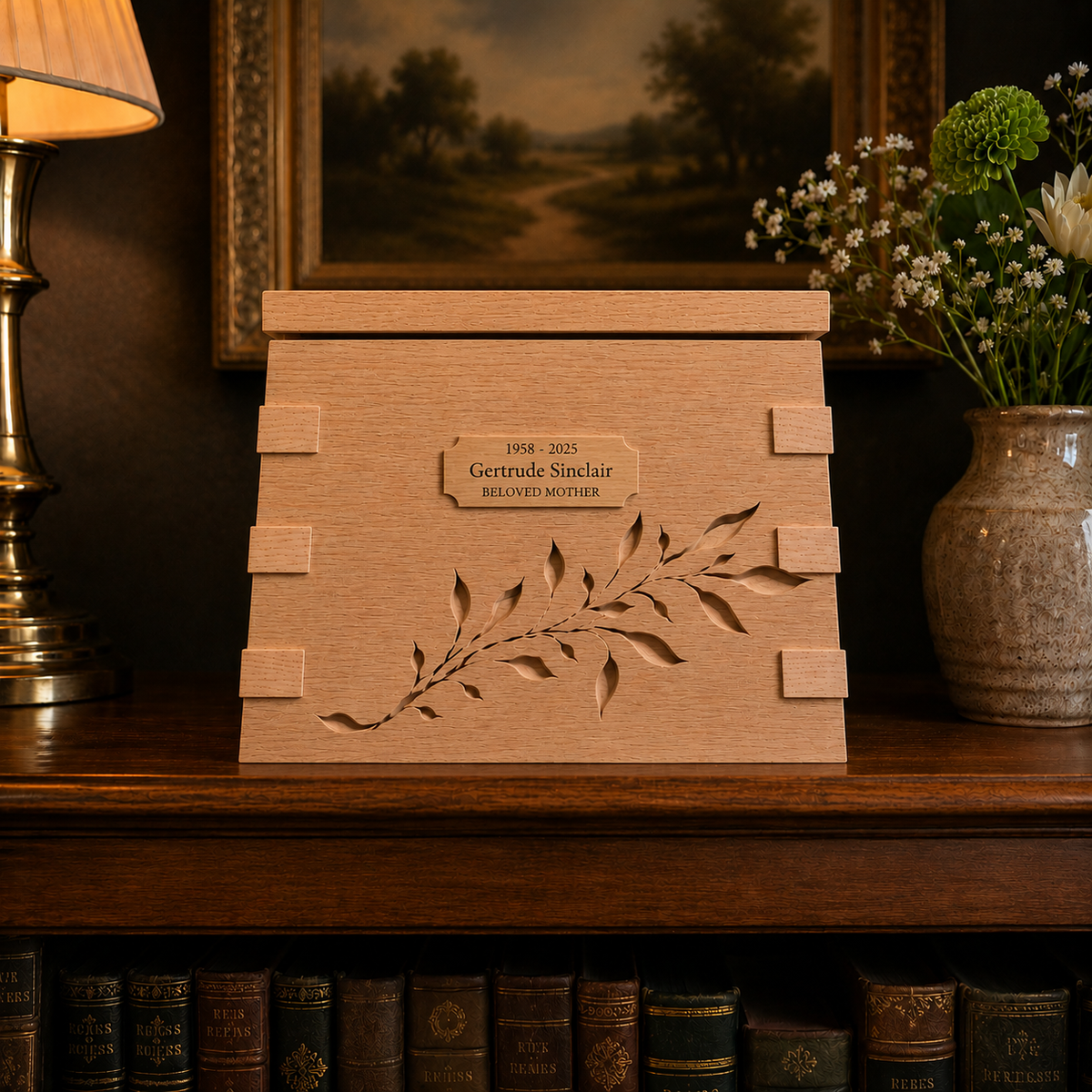 Timberbloom Rustic White Oak Memorial Urn - Artisan Handcrafted Cremation Urn for Ashes