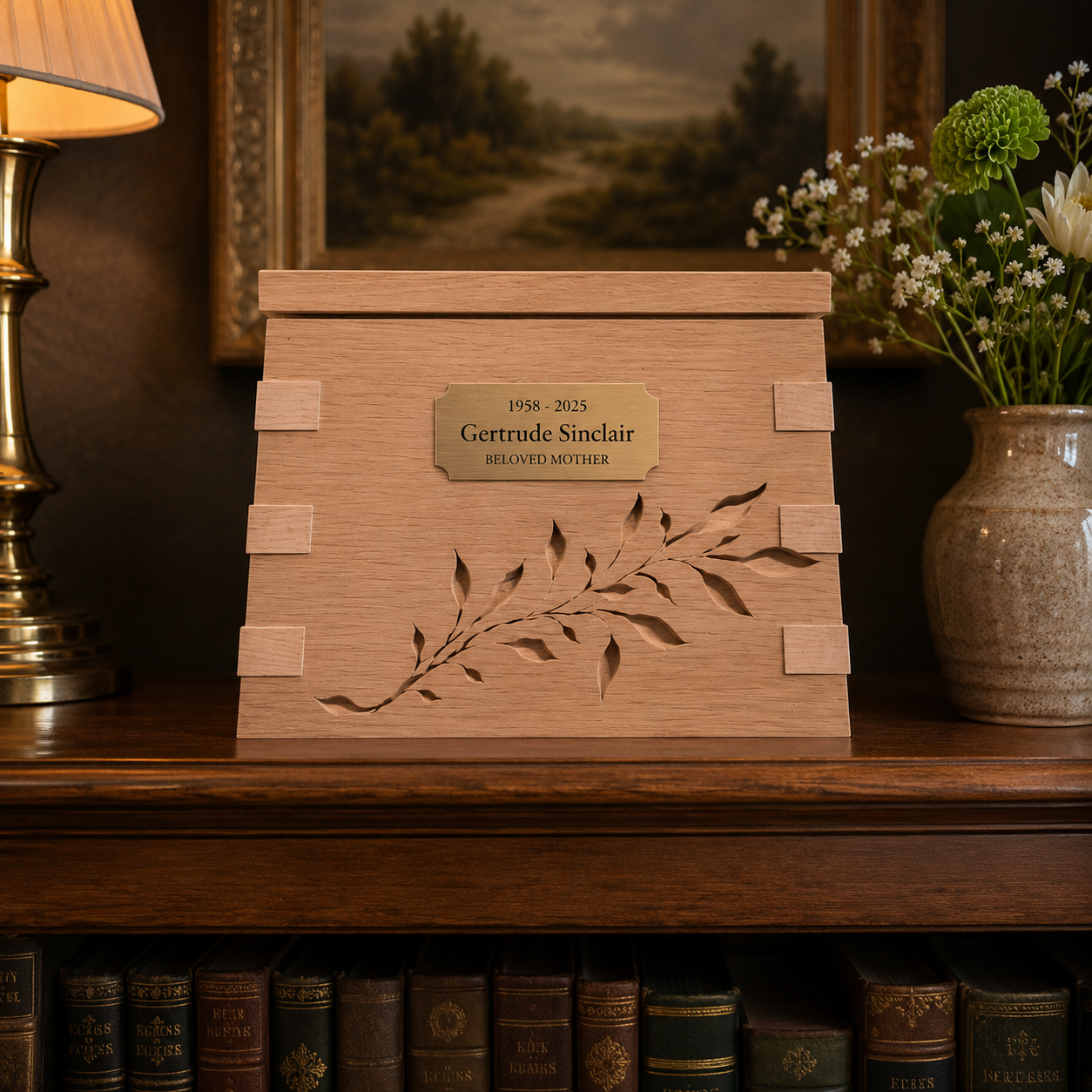 Timberbloom Memorial Urn | Handcrafted Solid White Oak | 250 / 500 cu in