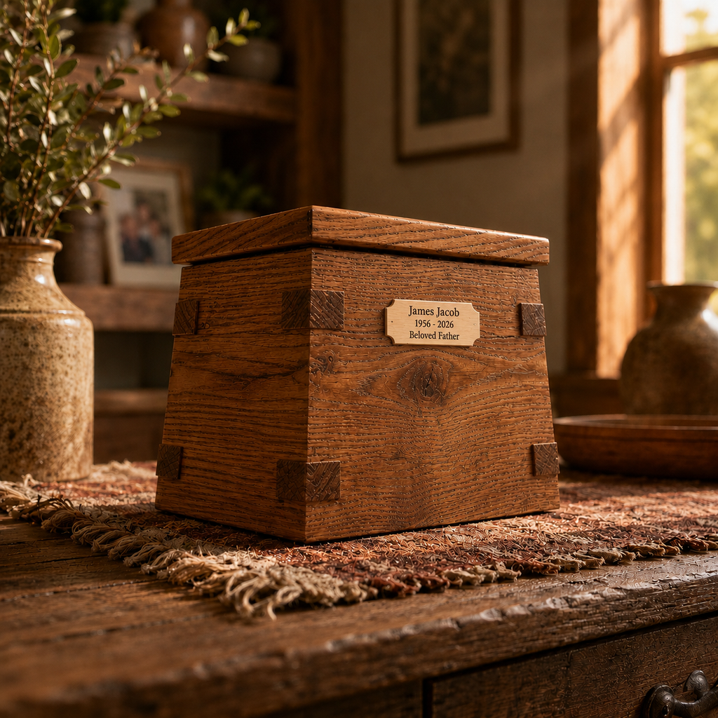 Timberhold Solid Rustic White Oak Memorial Urn - Artisan Handcrafted Cremation Urn for Ashes