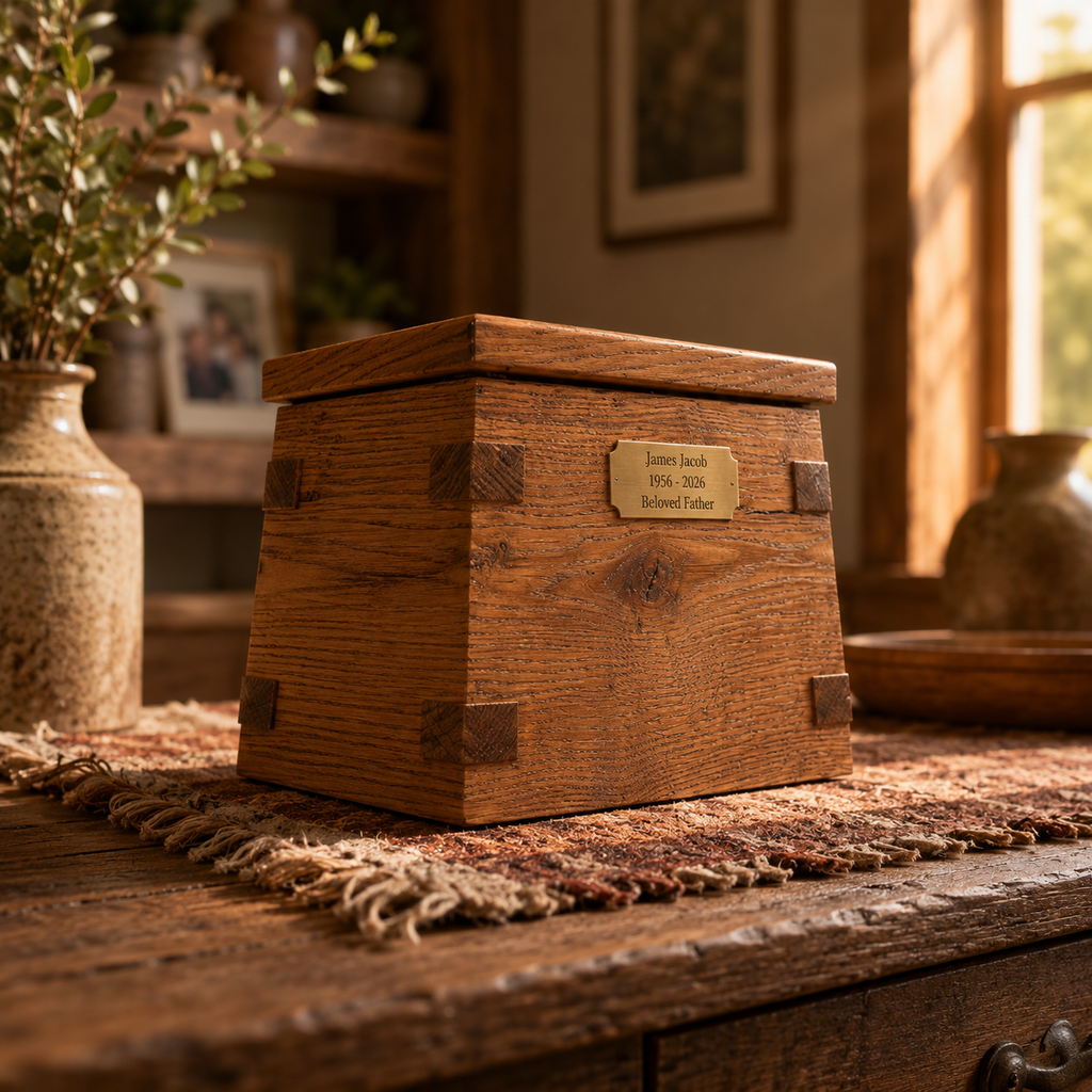 Timberhold Memorial Urn │ Handcrafted Rustic White Oak │ 230 - 500 Cubic Inches