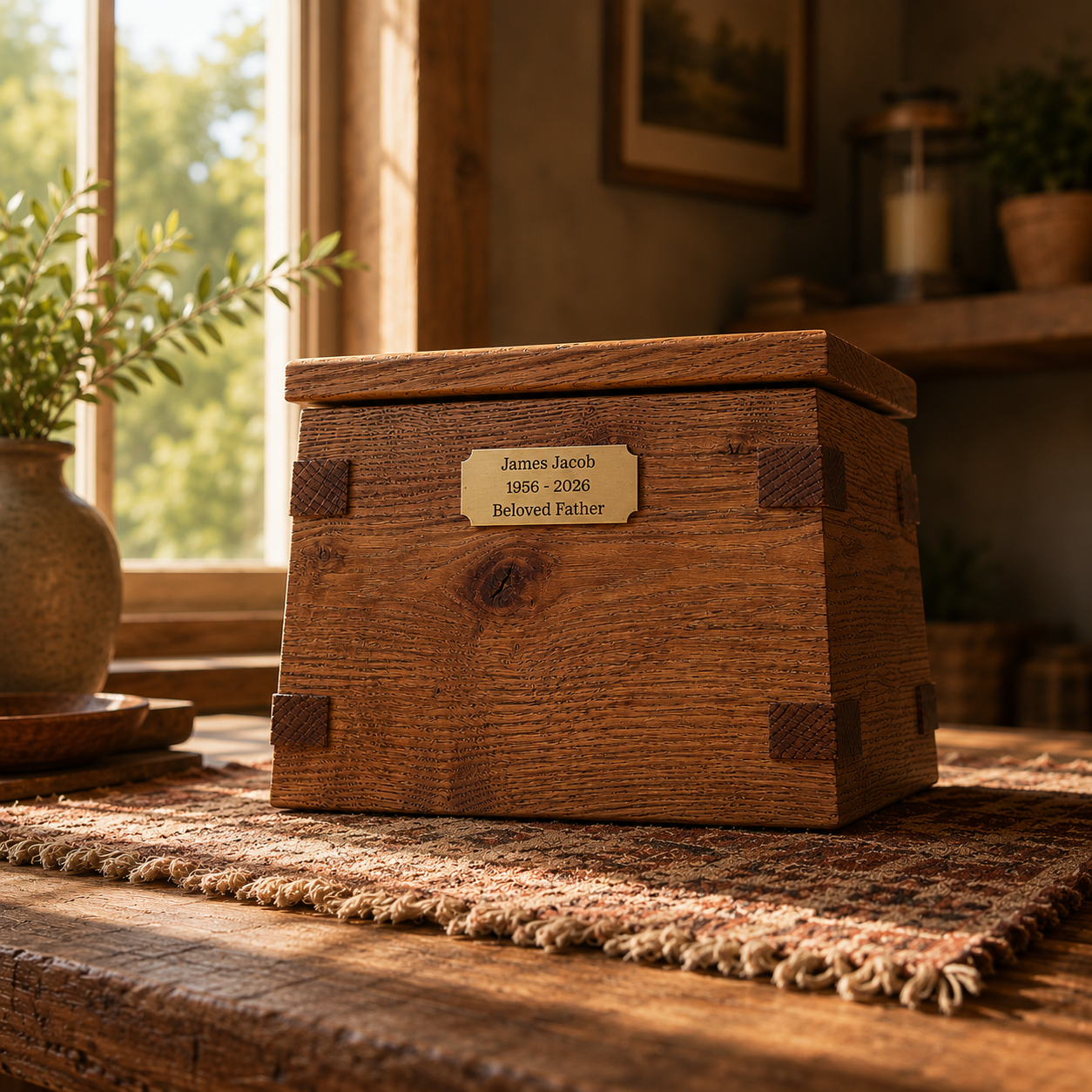 Timberhold Memorial Urn │ Handcrafted Rustic White Oak │ 230 - 500 Cubic Inches