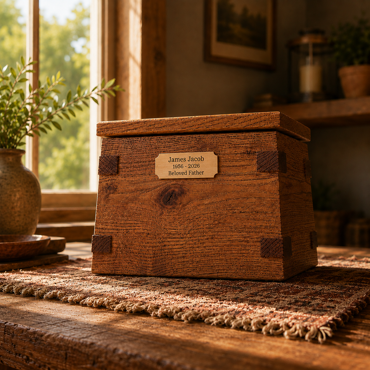Timberhold Solid Rustic White Oak Memorial Urn - Artisan Handcrafted Cremation Urn for Ashes